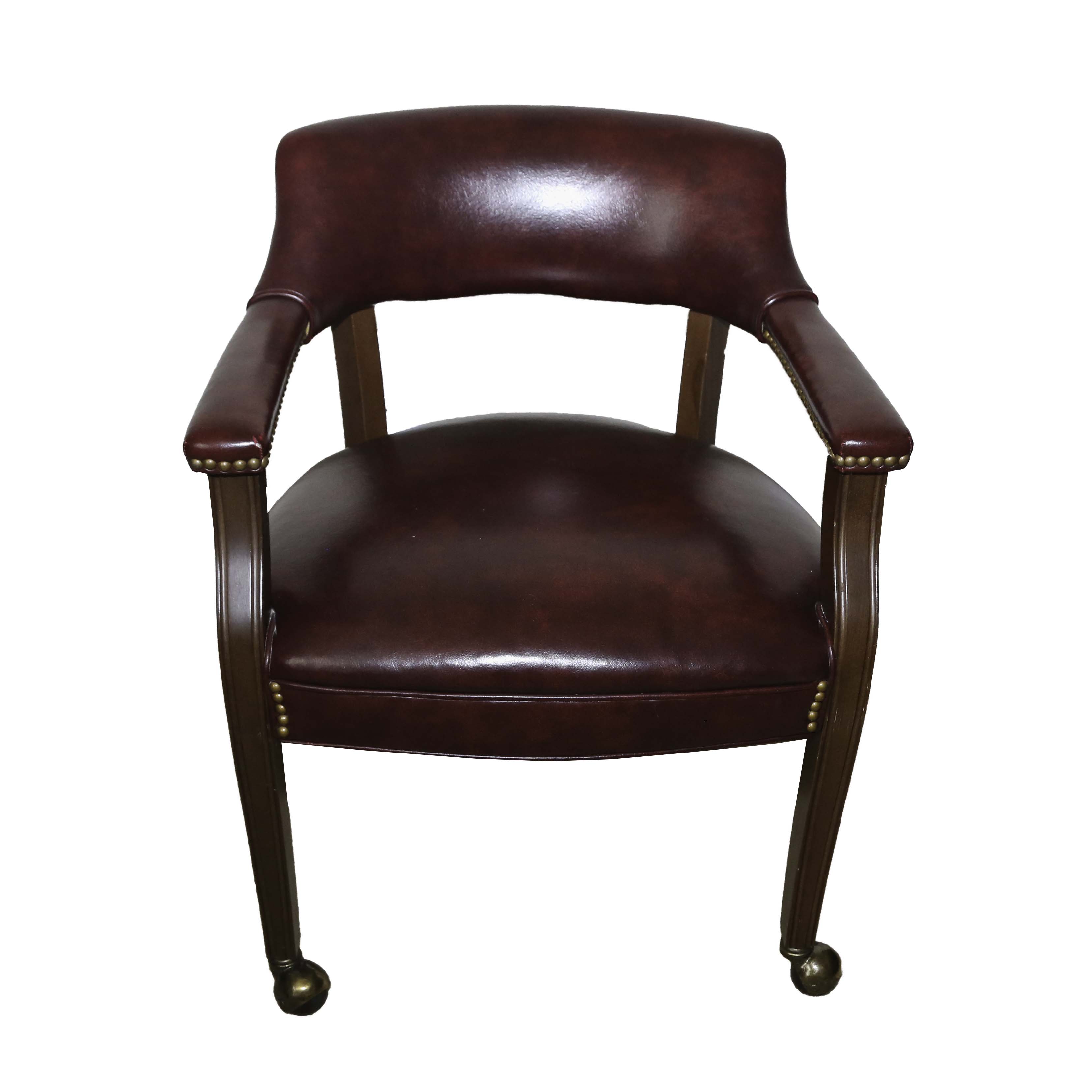 Oxblood Faux Leather Office Armchair