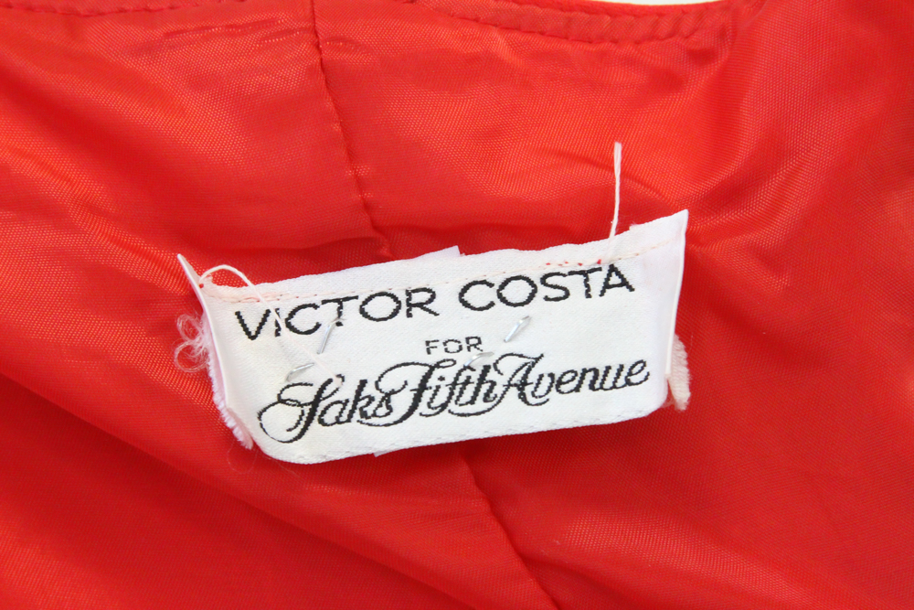 Vintage Victor Costa Red Satin Strapless Evening Dress