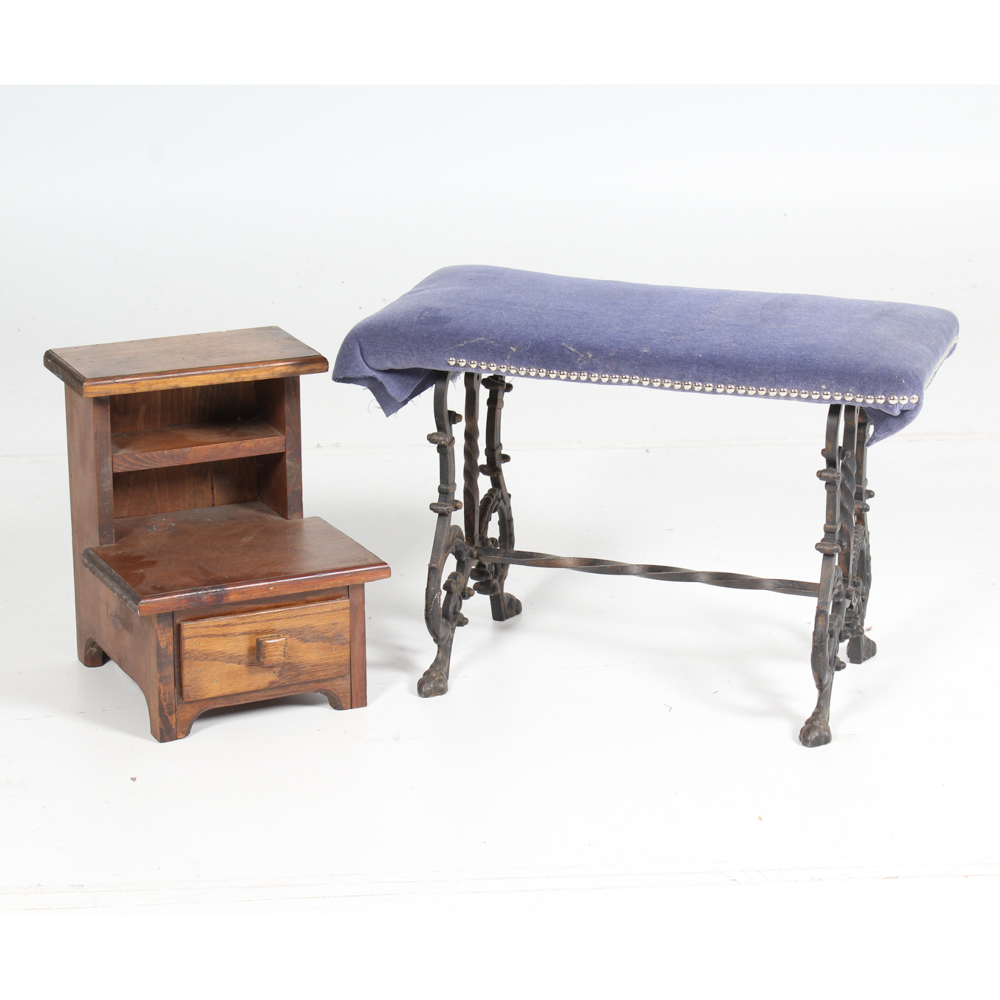 Vintage Vanity Seat With Shoe Shine Stand