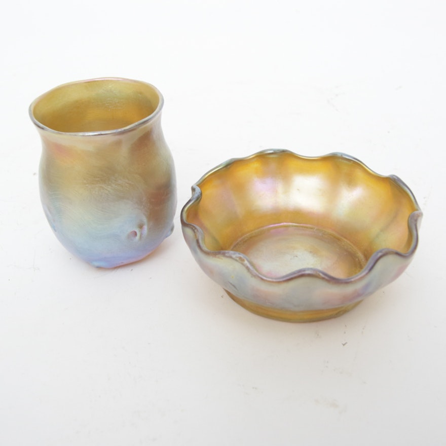 Louis Comfort Tiffany "Favrile" Vase and Bowl