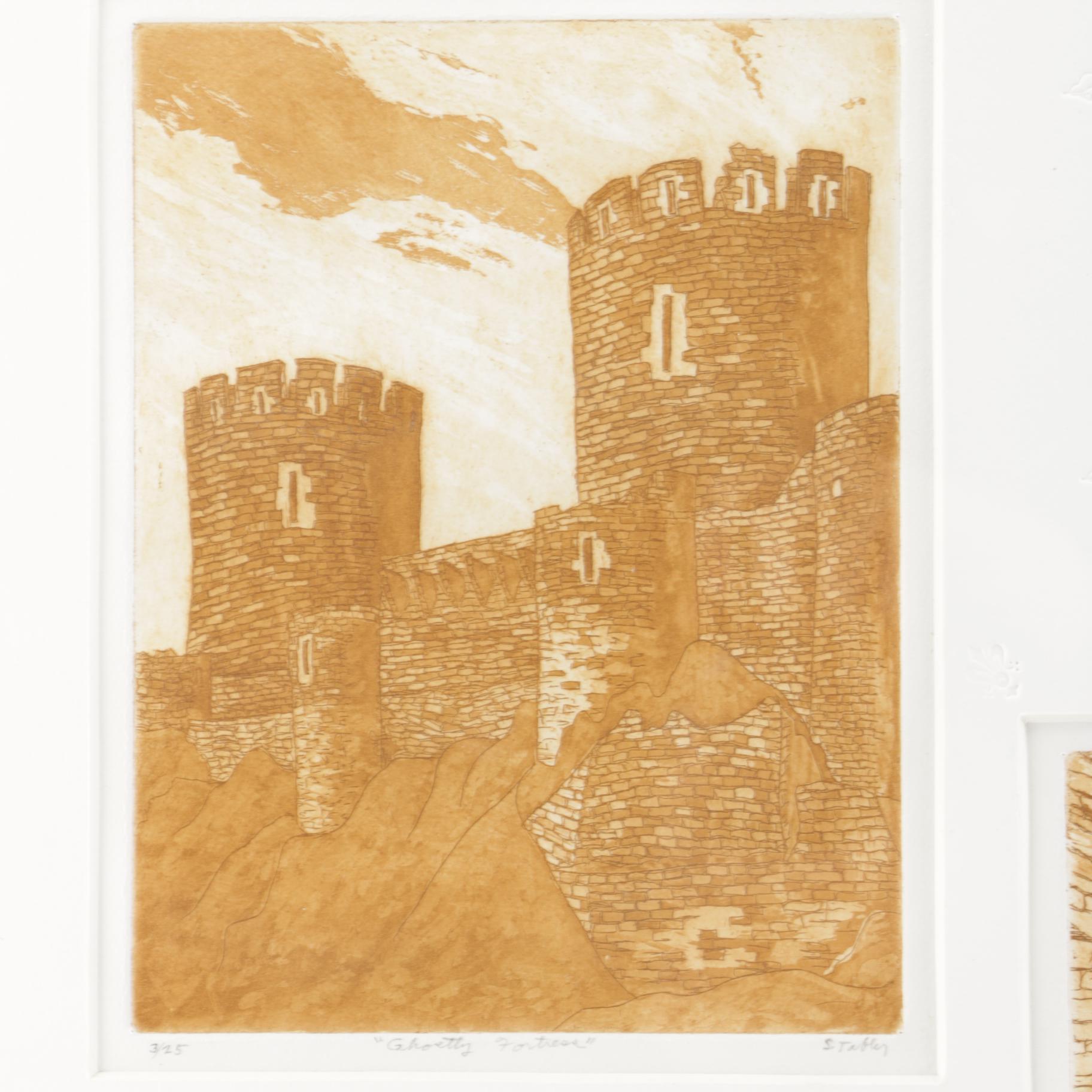 S. Tabler Aquatints "Ghostly Fortress", "Forgotten Door" and "Abbey Ruins"