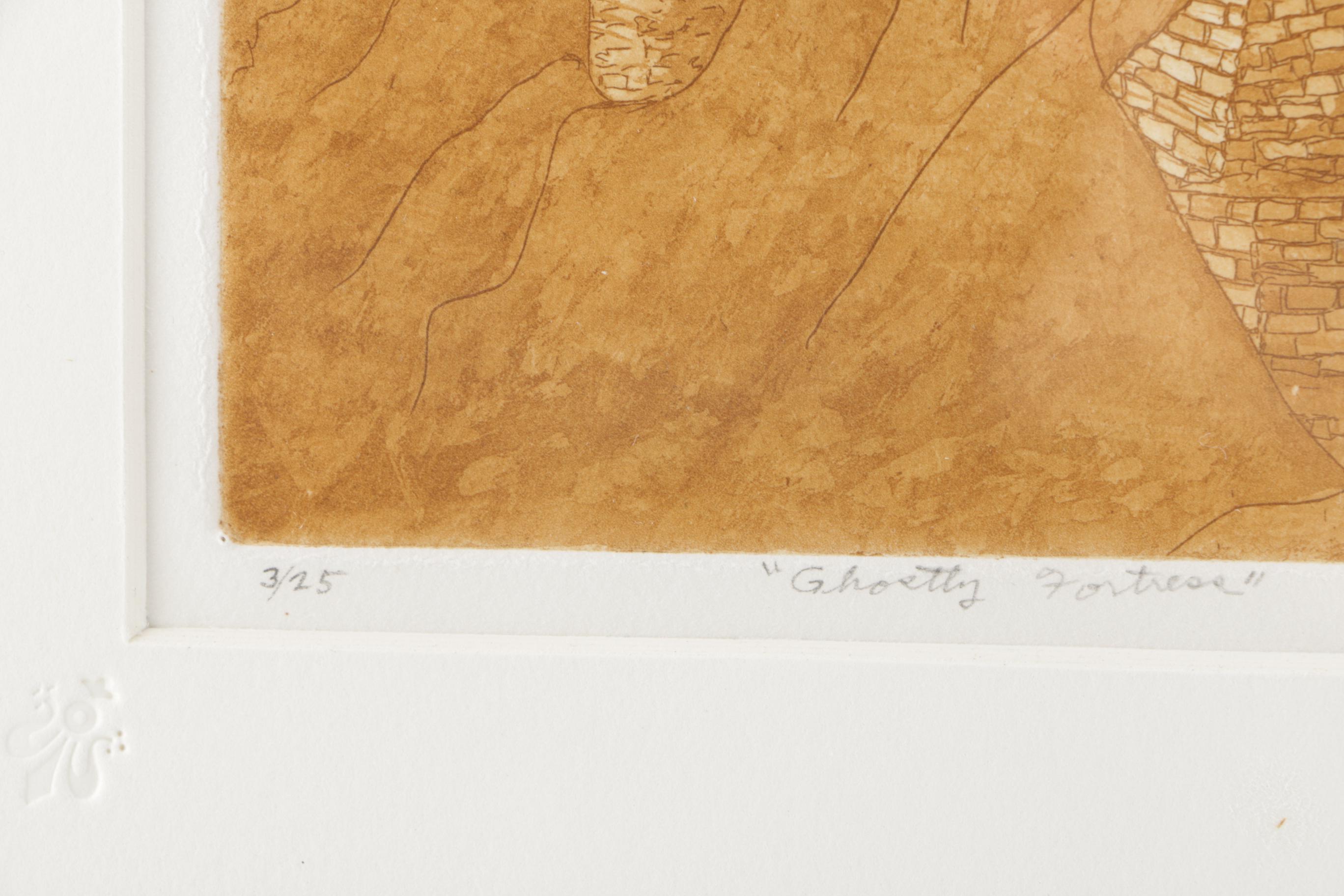 S. Tabler Aquatints "Ghostly Fortress", "Forgotten Door" and "Abbey Ruins"