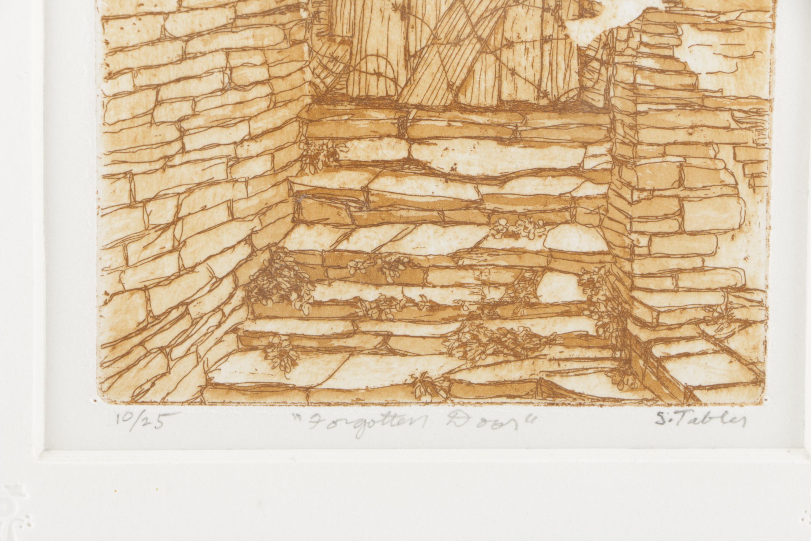 S. Tabler Aquatints "Ghostly Fortress", "Forgotten Door" and "Abbey Ruins"