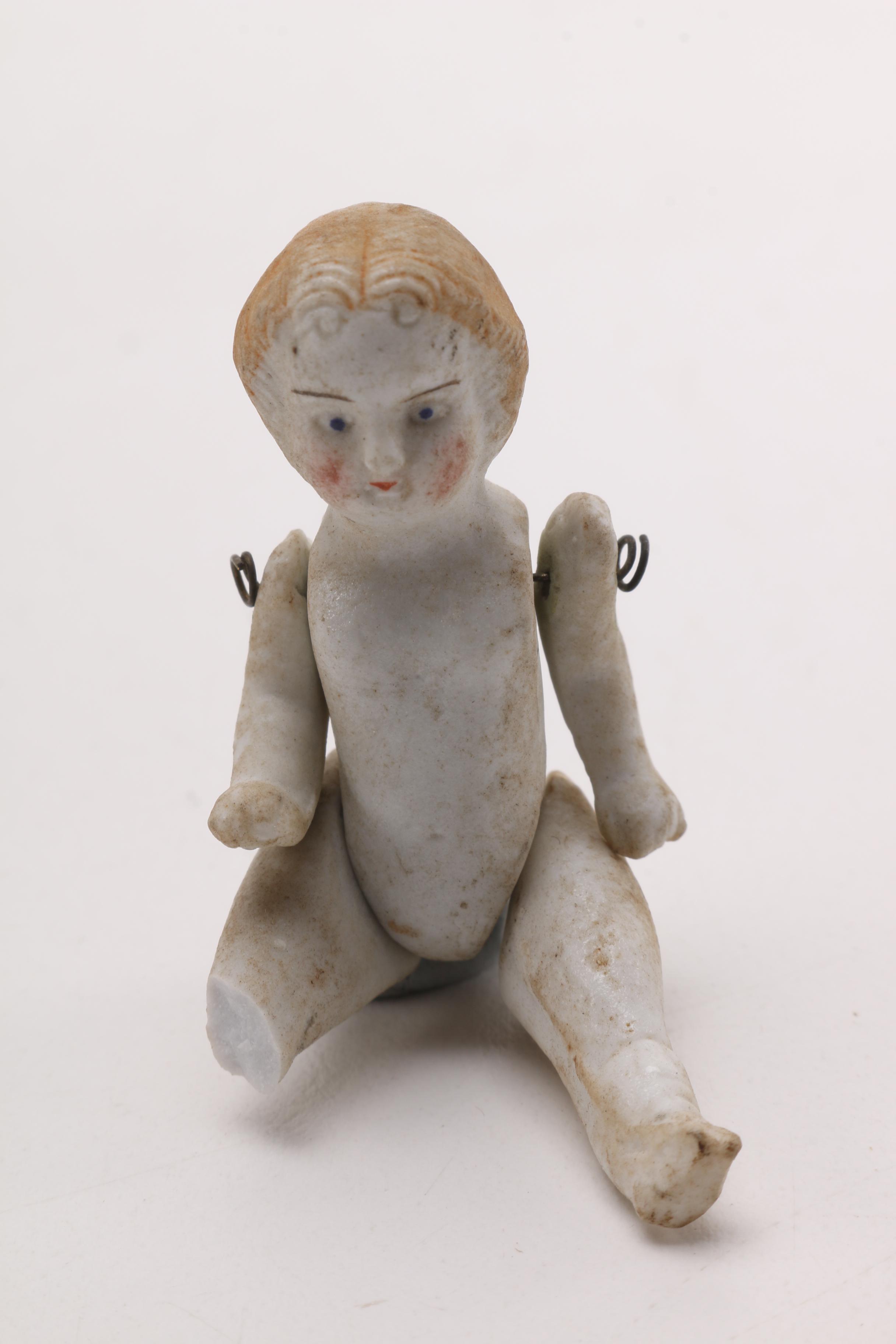 1930s Porcelain Figure and Miniature Jointed Doll