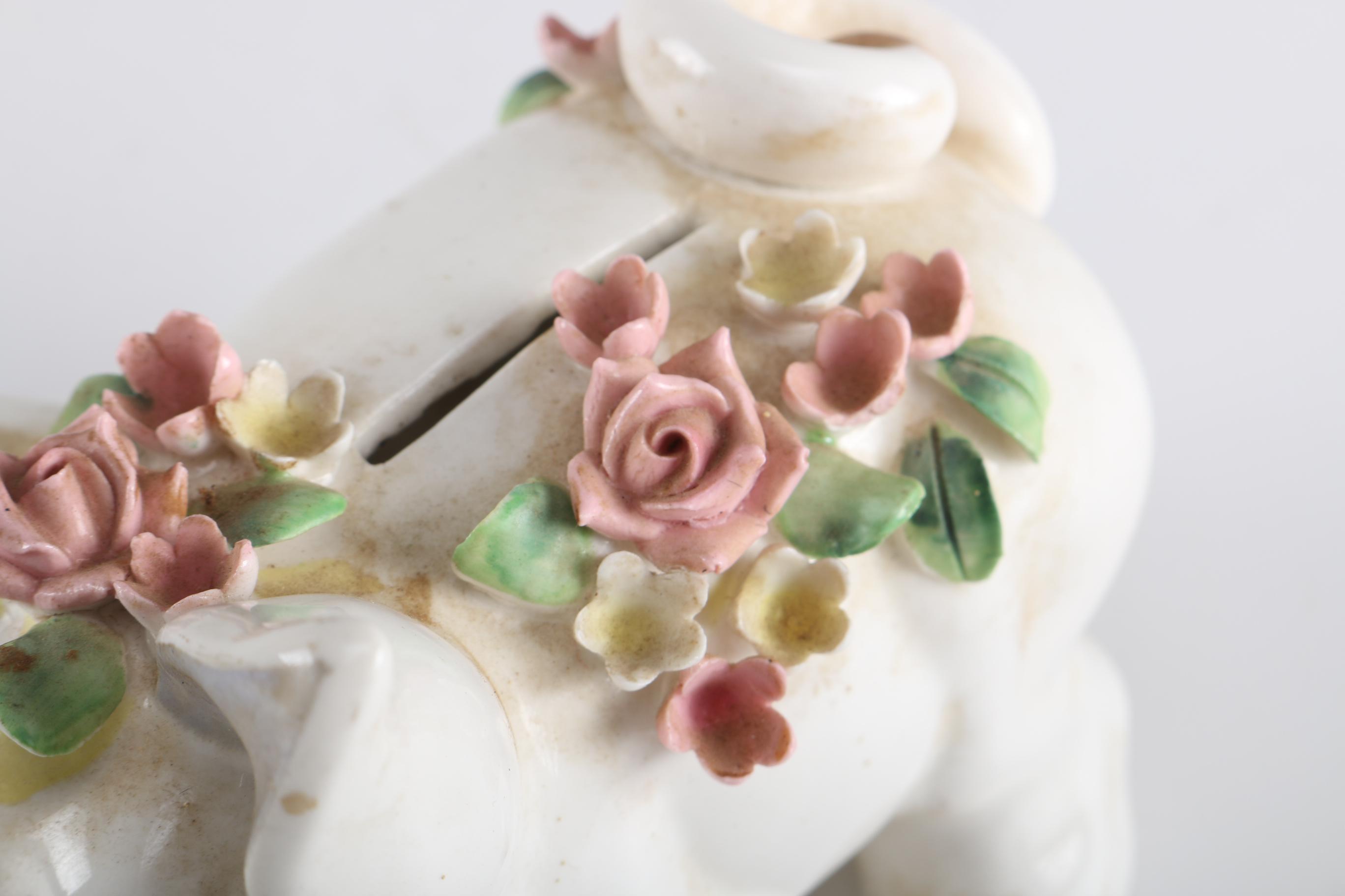 Vintage 1950s Hand-Painted Lefton China Piggy Bank