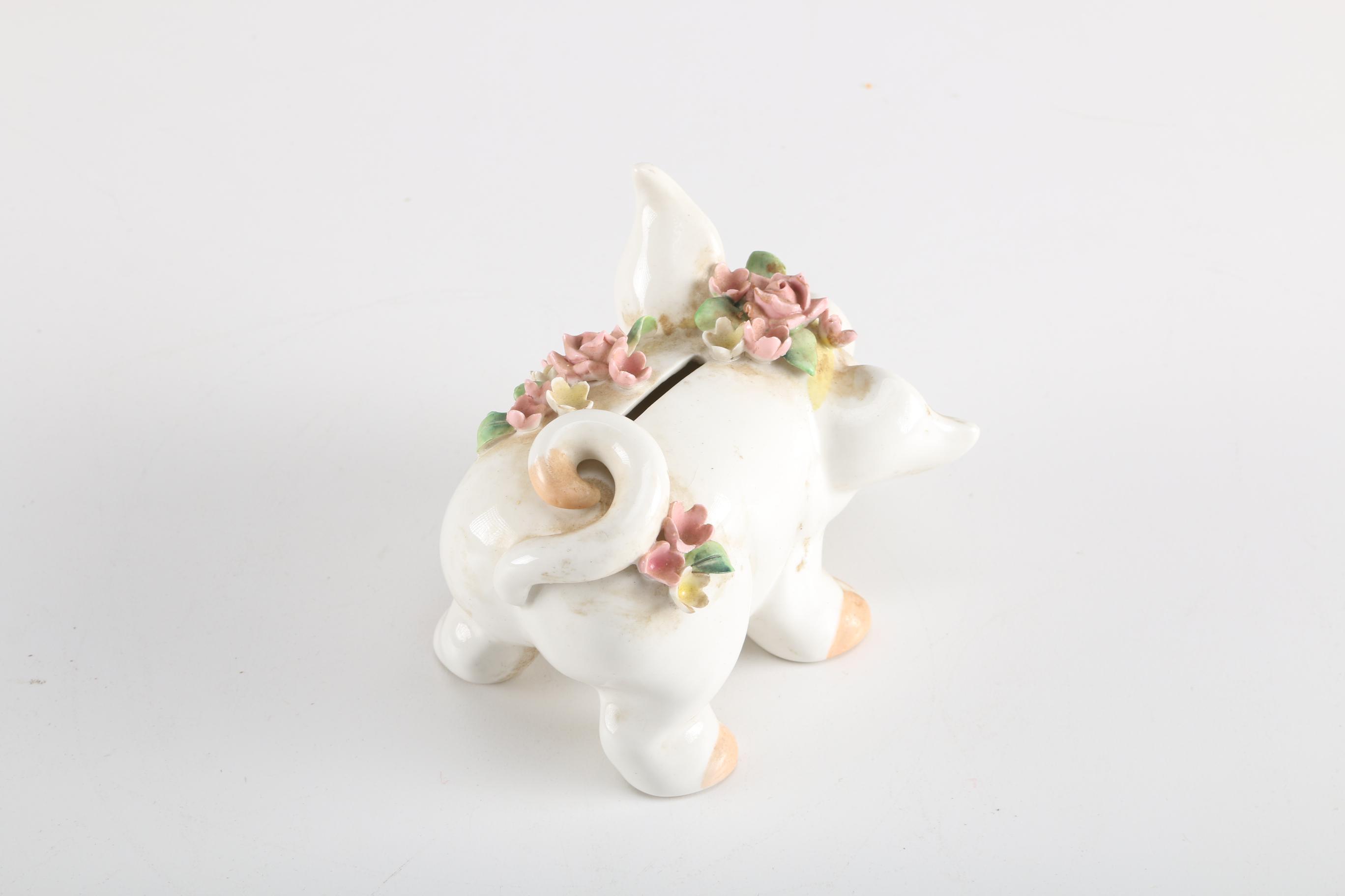 Vintage 1950s Hand-Painted Lefton China Piggy Bank