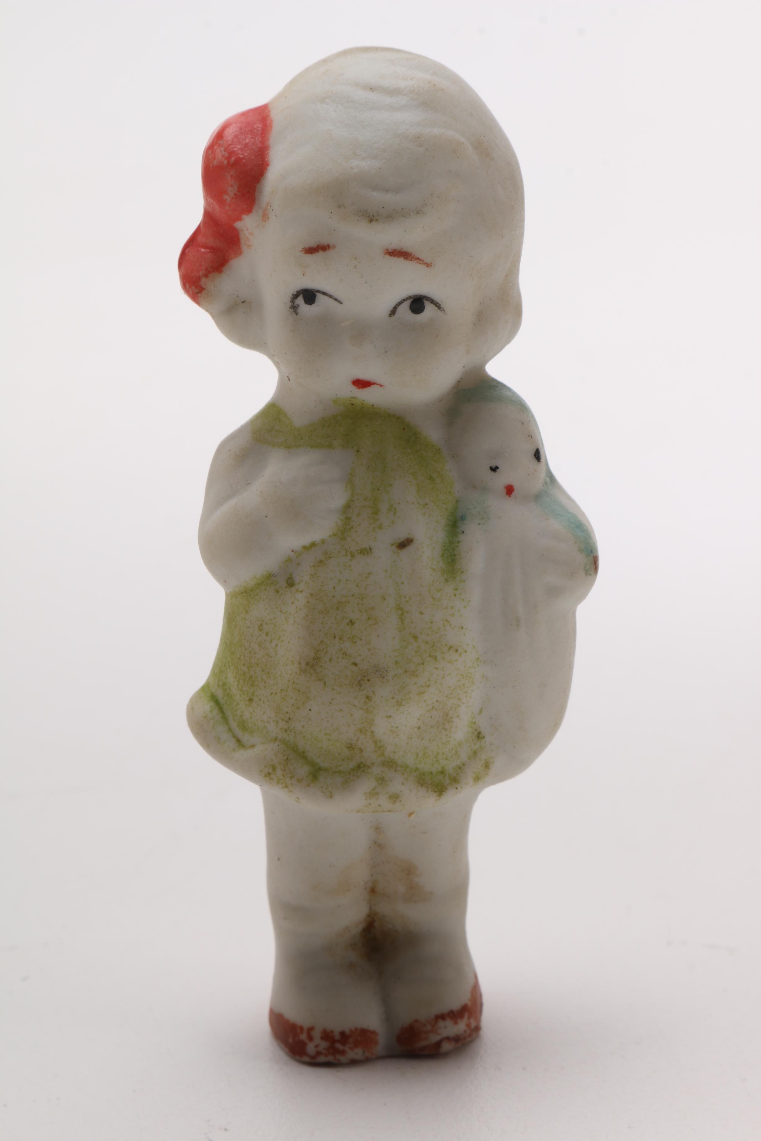 1930s Porcelain Figure and Miniature Jointed Doll