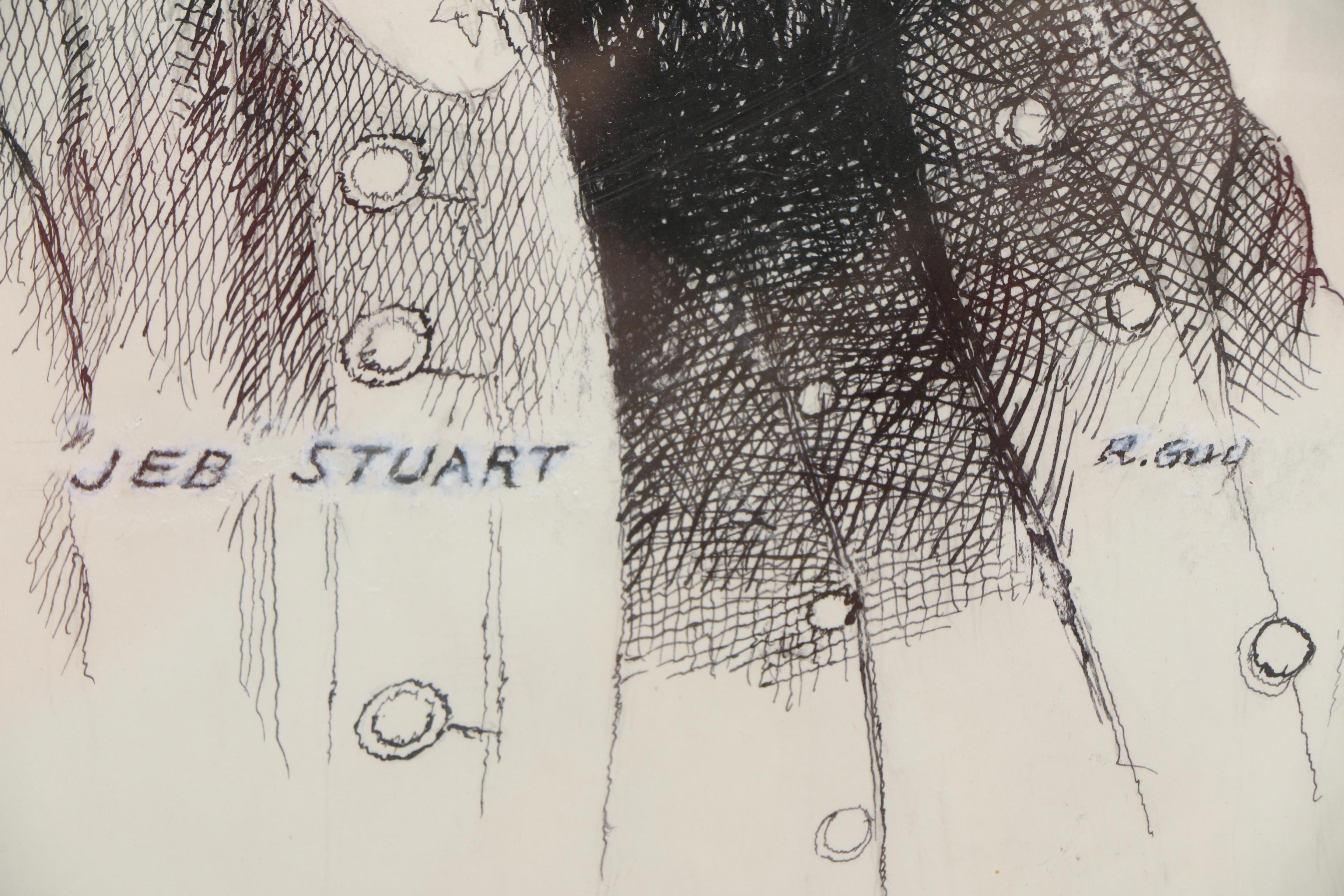 Richard Guy Original Pen and Ink Drawings of Civil War Figures