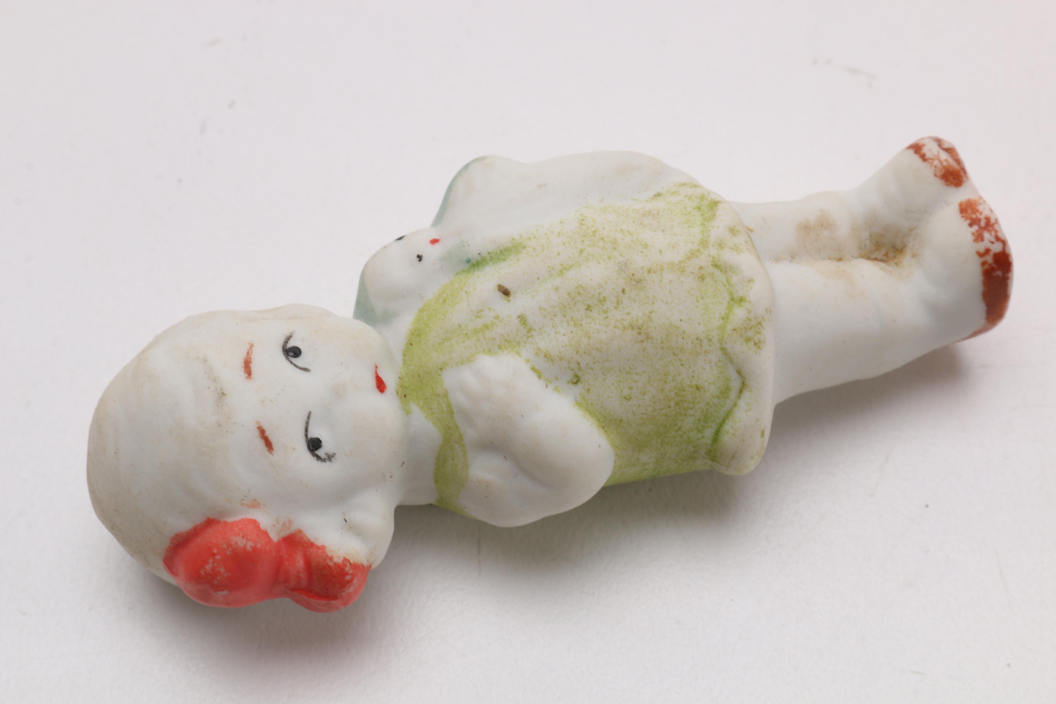 1930s Porcelain Figure and Miniature Jointed Doll