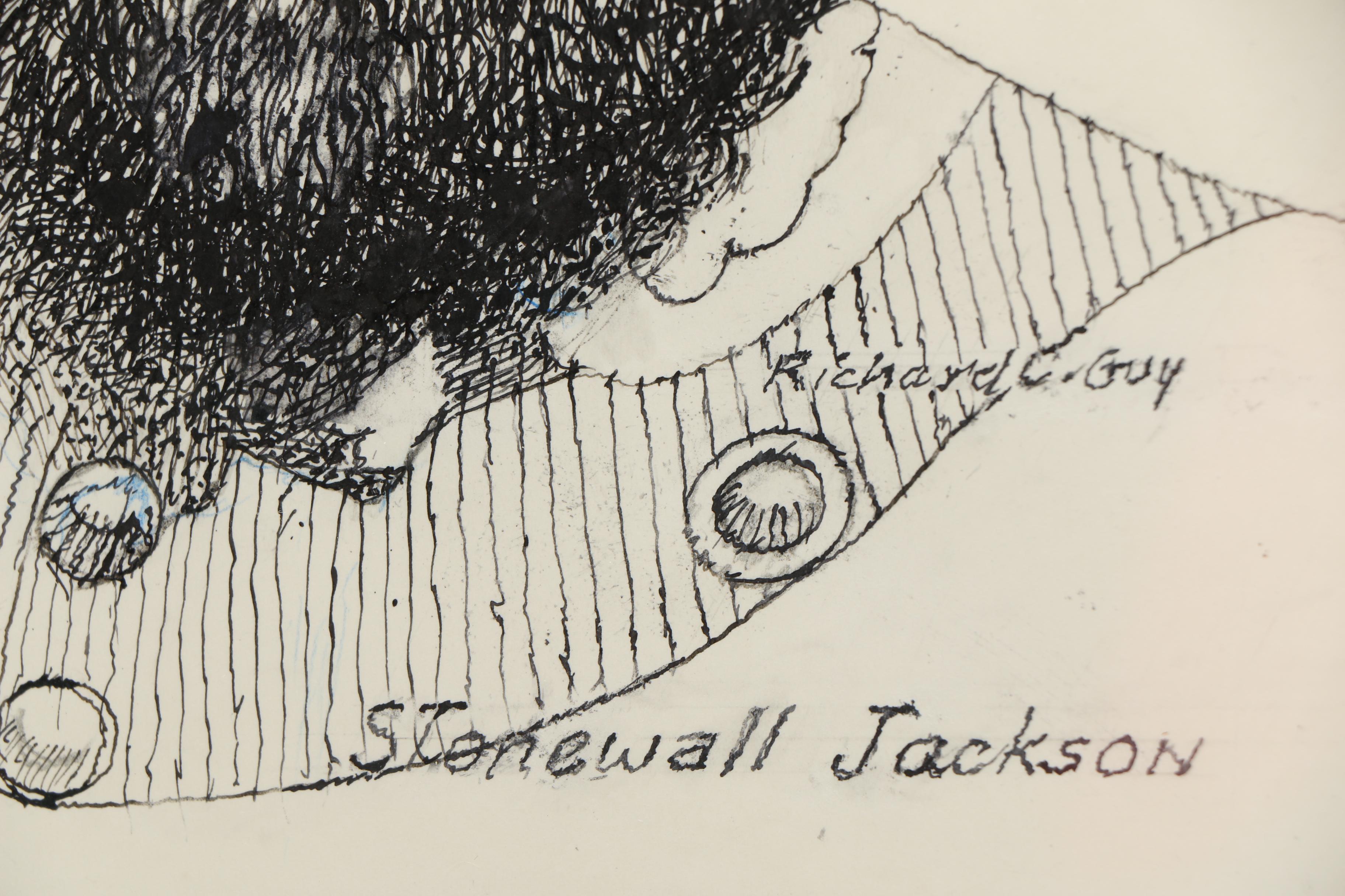 Richard Guy Original Pen and Ink Drawings of Civil War Figures