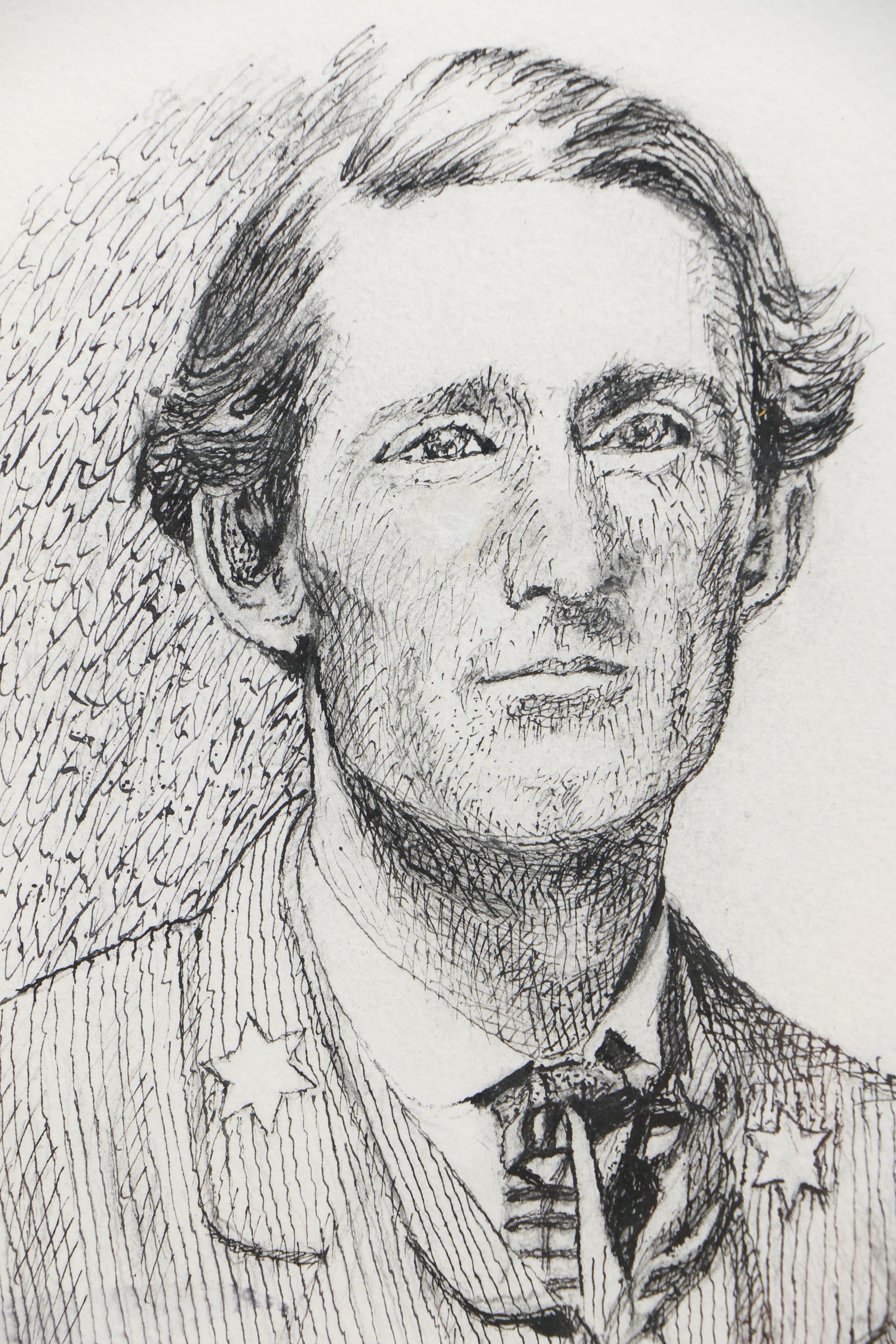 Richard Guy Original Pen and Ink Drawings of Civil War Figures