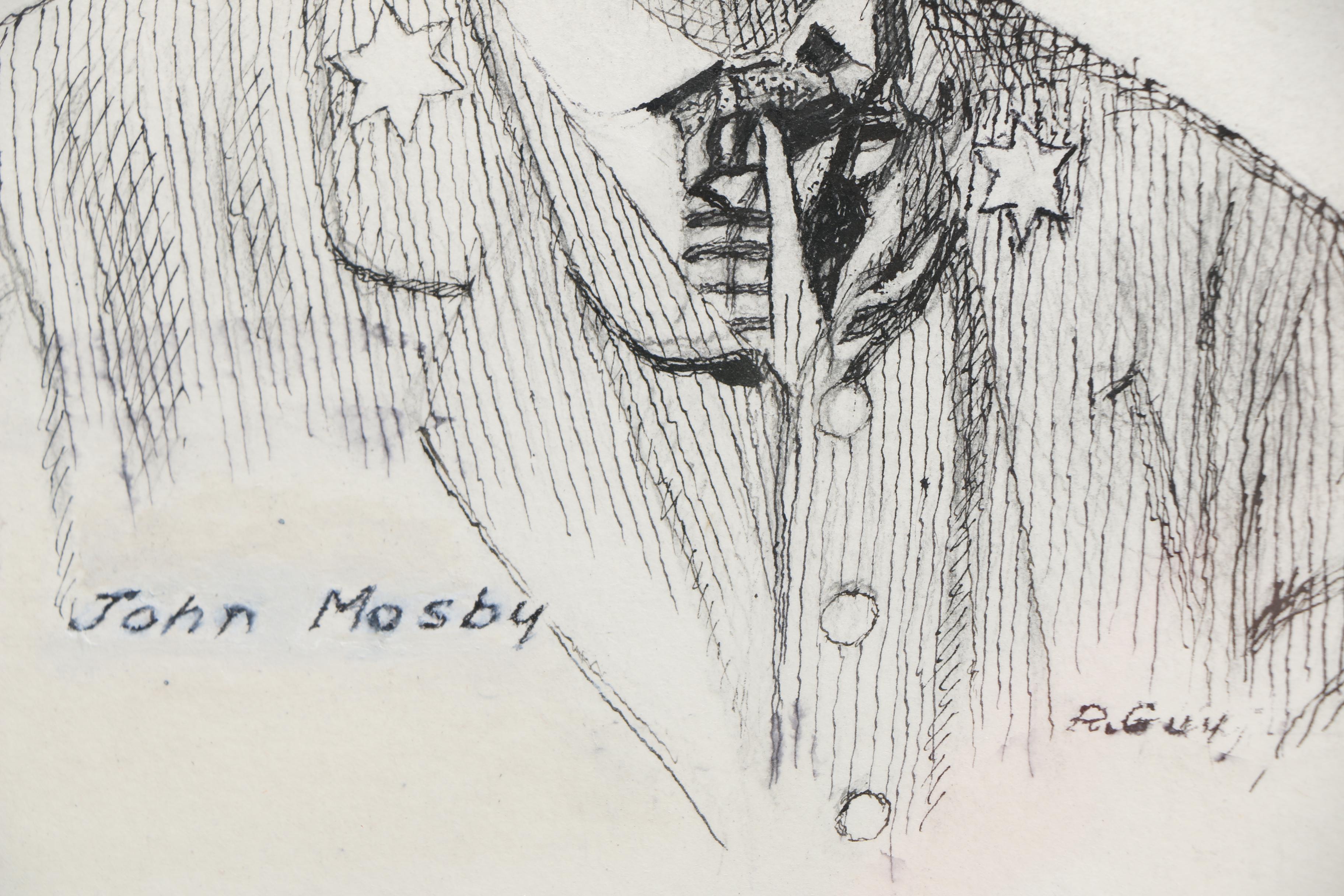 Richard Guy Original Pen and Ink Drawings of Civil War Figures