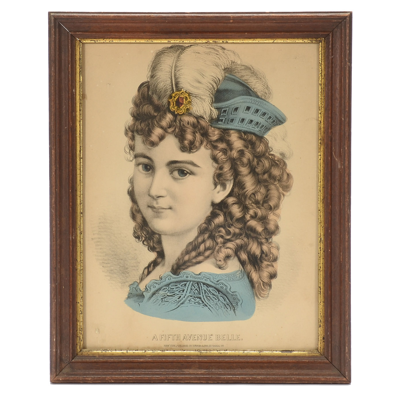 Antique Currier & Ives Hand-Colored Lithograph "Fifth Avenue Belle"