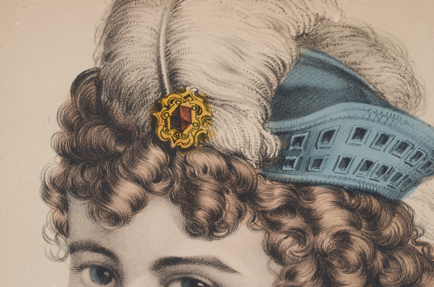 Antique Currier & Ives Hand-Colored Lithograph "Fifth Avenue Belle"