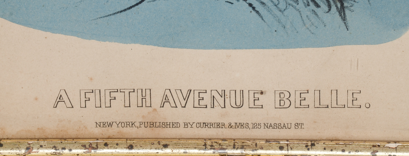 Antique Currier & Ives Hand-Colored Lithograph "Fifth Avenue Belle"