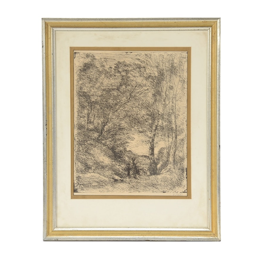 Lithographic Reproduction of Landscape Etching after Corot