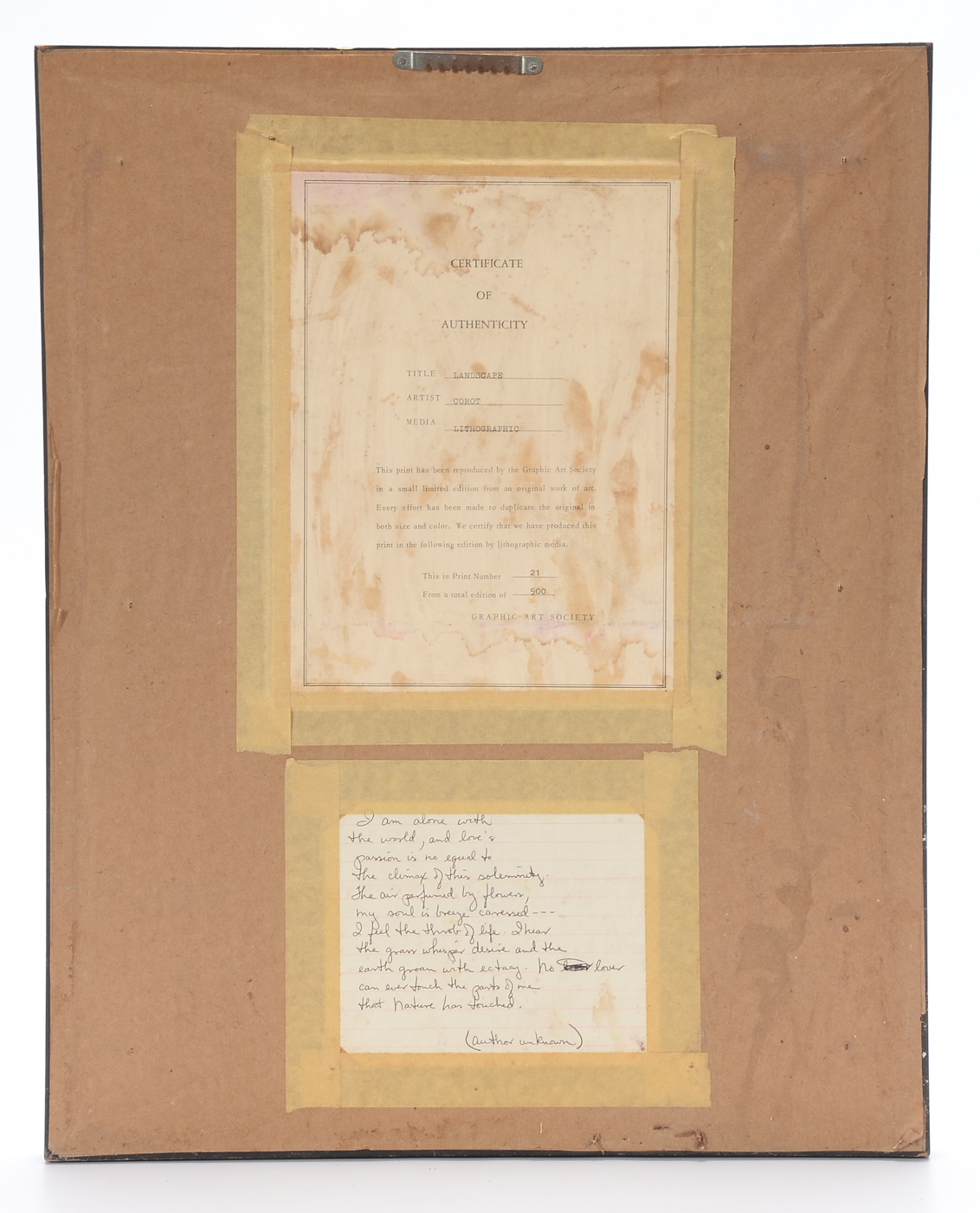 Lithographic Reproduction of Landscape Etching after Corot