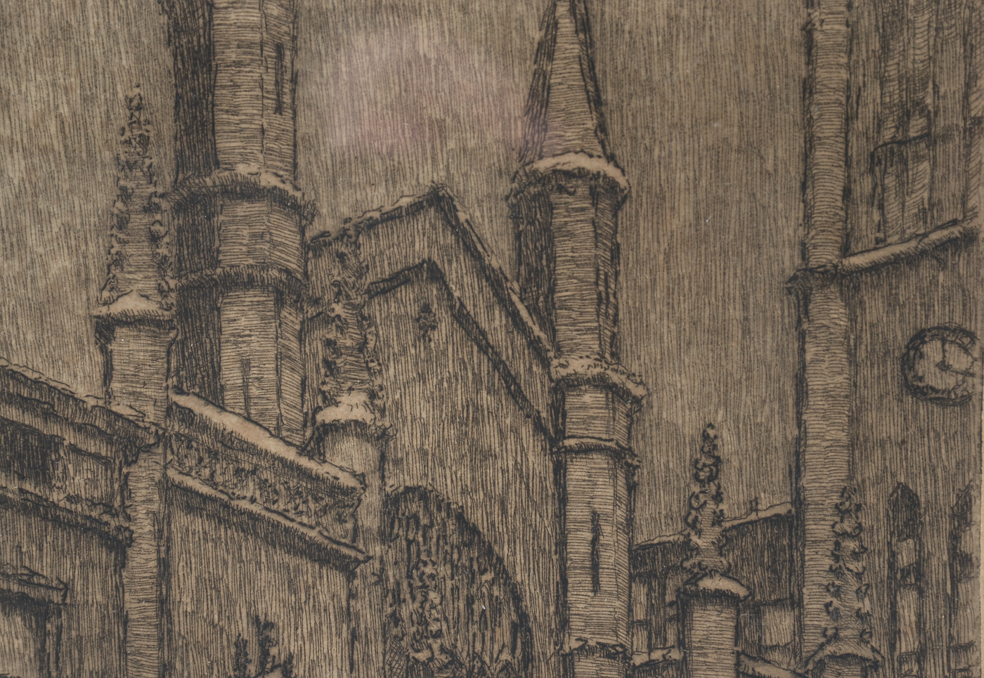 E. T. Hurley Signed 1914 Etching "Christ Church"