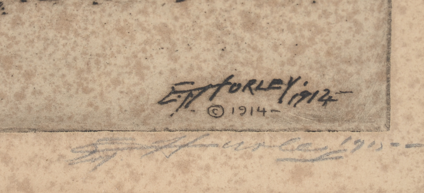 E. T. Hurley Signed 1914 Etching "Christ Church"