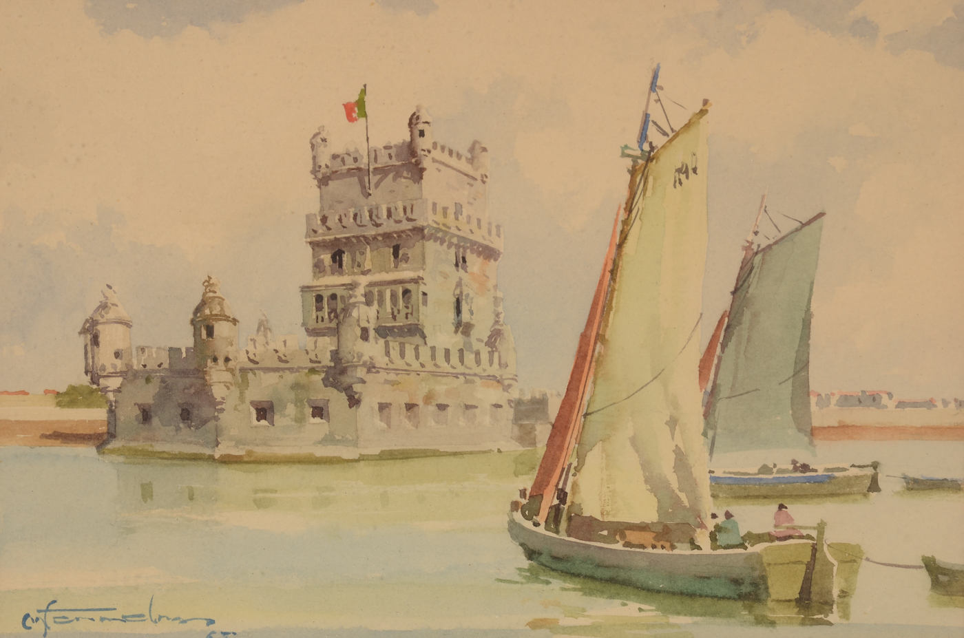 Alberto Ferreria Original Watercolor "Torre de Belém"