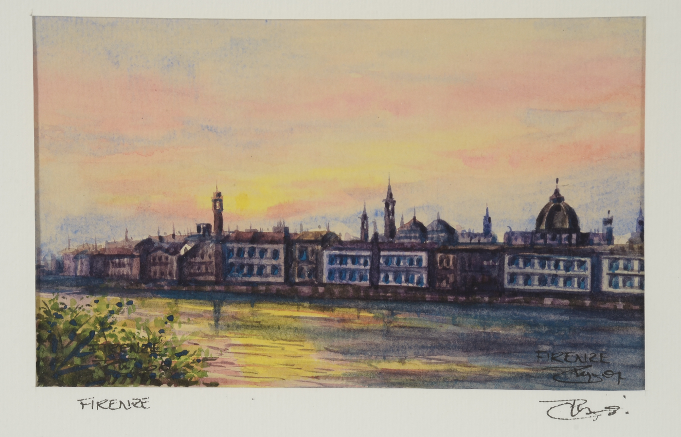 Original Signed Watercolor Painting "Firenze"
