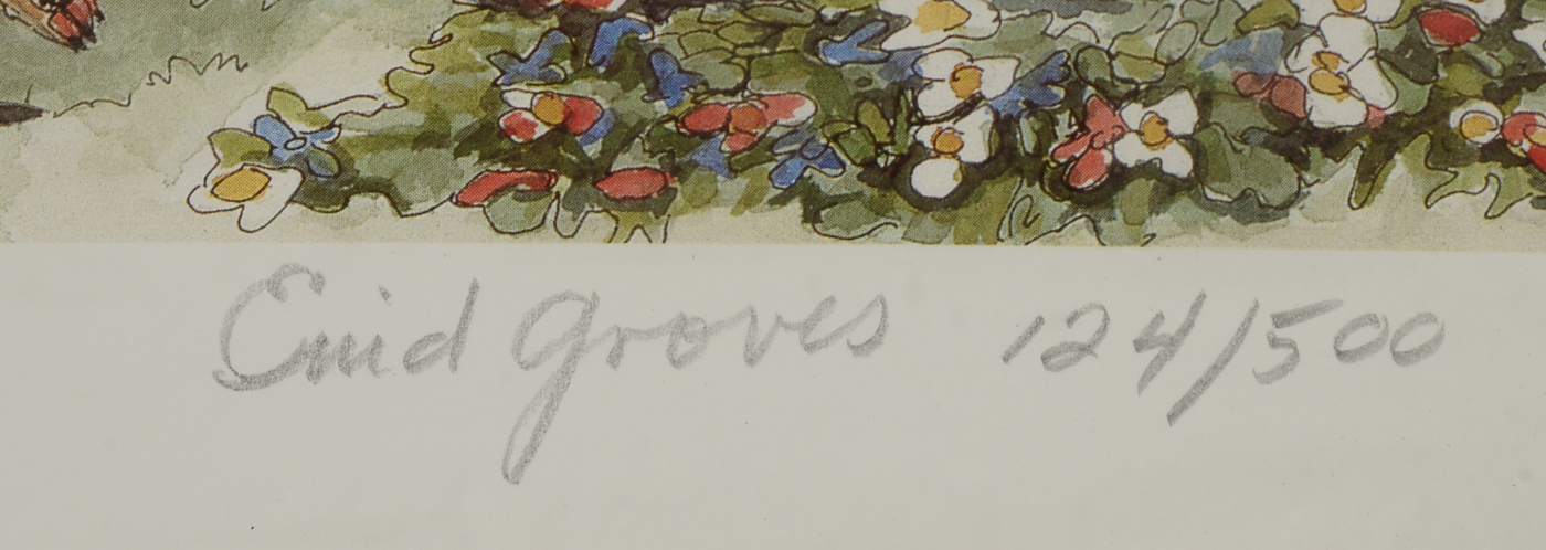 Enid Groves Signed Limited Edition Offset Lithograph "Pom-Poms"