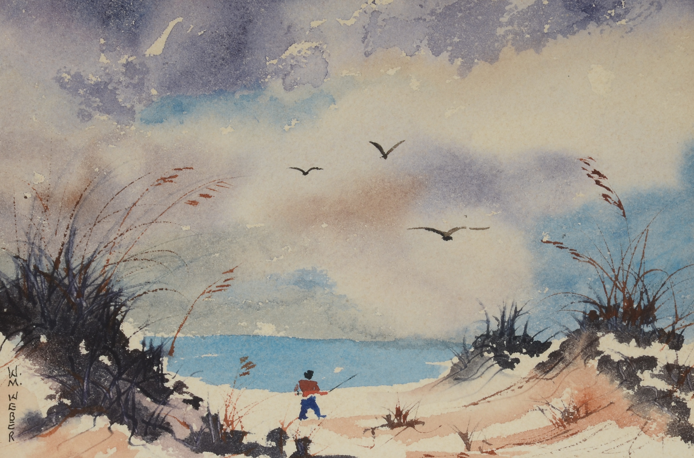 Original Watercolor Painting Signed W.M. Weber
