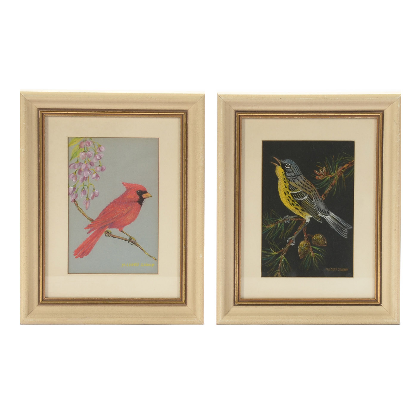 Pair of Original Pastel Drawings by Mildred Shoup