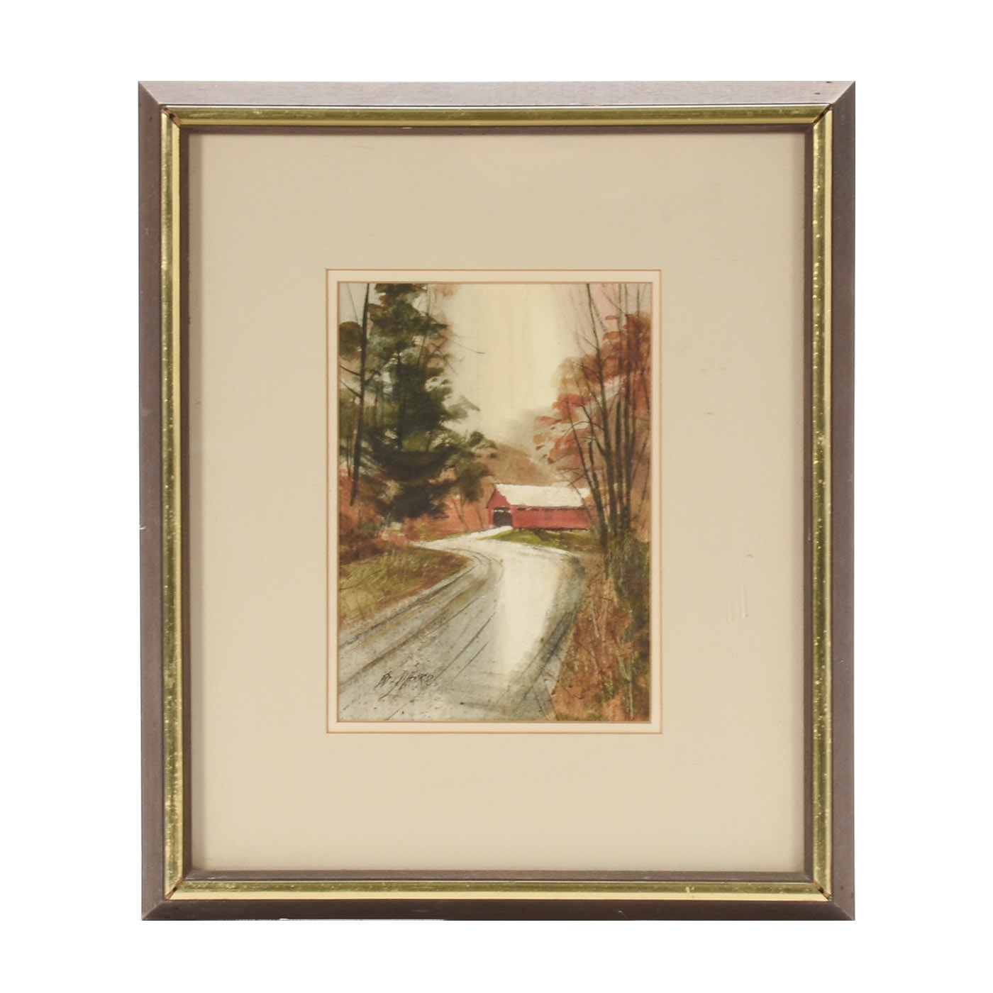 Edward Gifford Original Watercolor "Everett Covered Bridge"