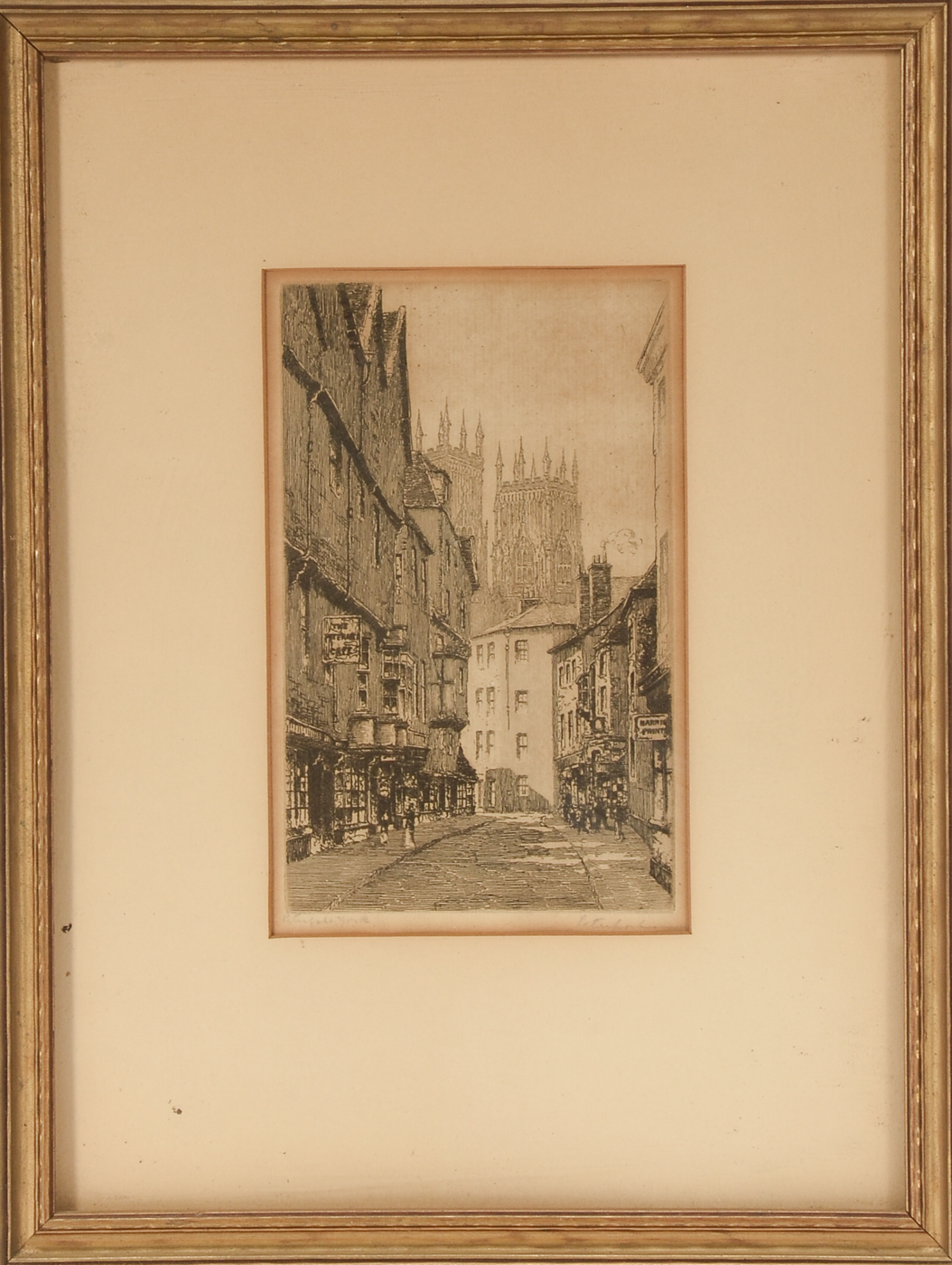 Original Signed Etching of a Parisian Street Scene