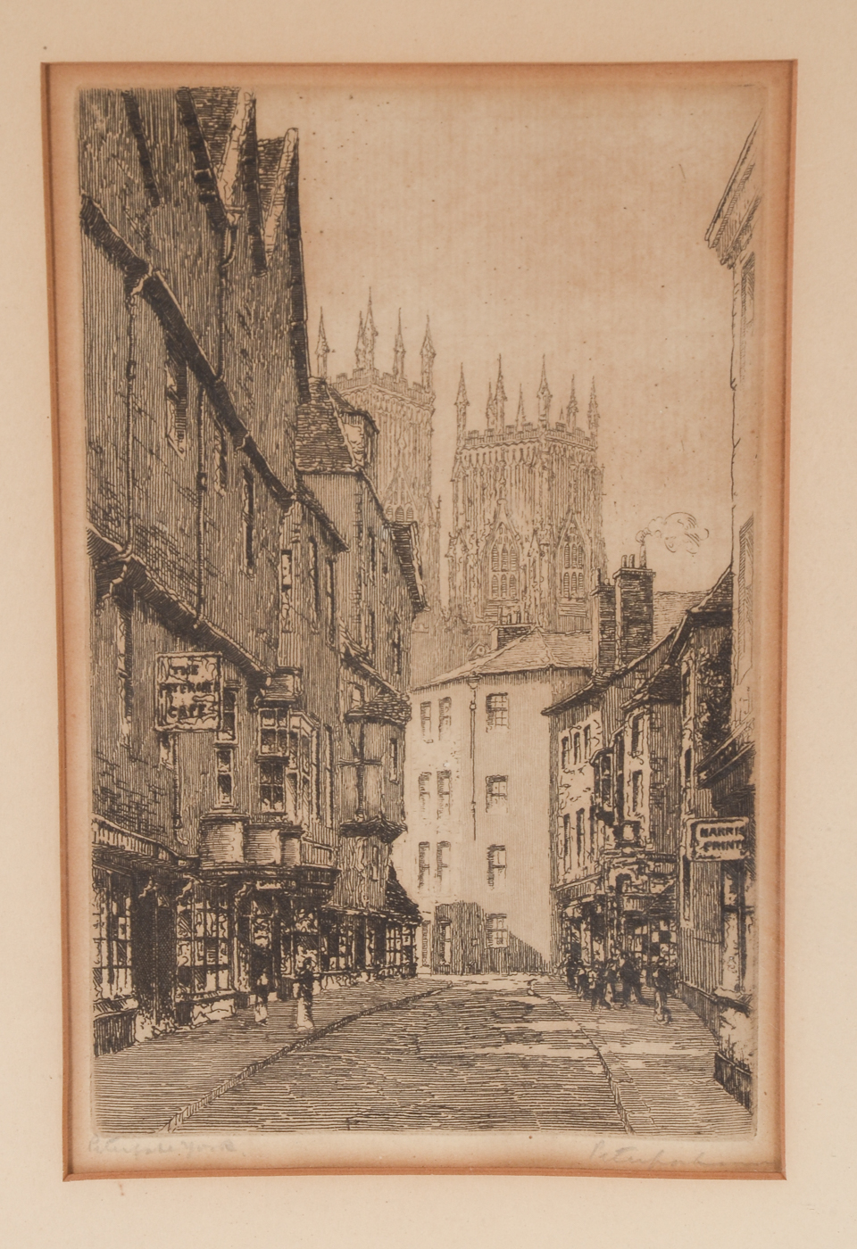 Original Signed Etching of a Parisian Street Scene