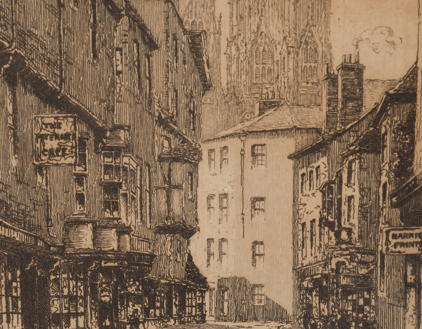 Original Signed Etching of a Parisian Street Scene