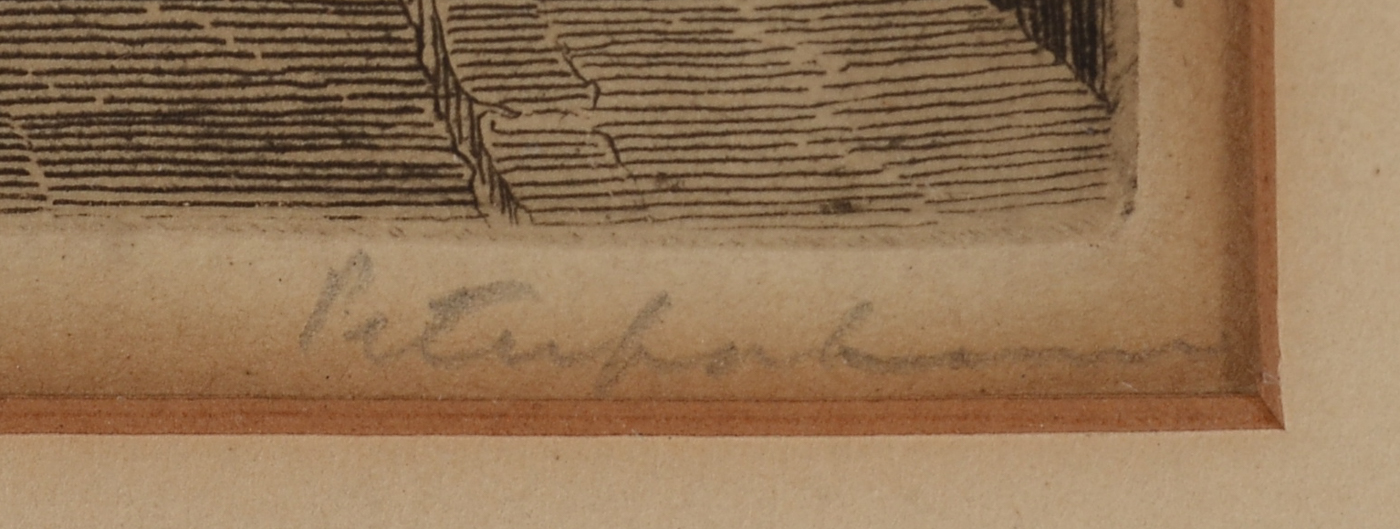 Original Signed Etching of a Parisian Street Scene