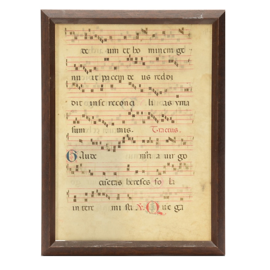 Antique Hymnal Leaf on Vellum