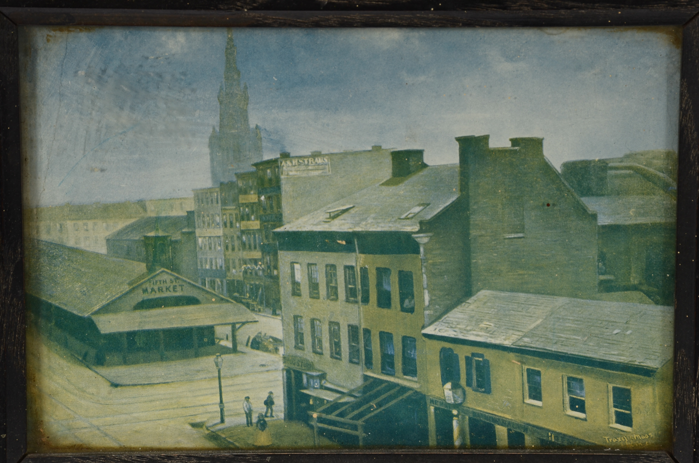 Offset Lithograph of Cincinnati's Fountain Square