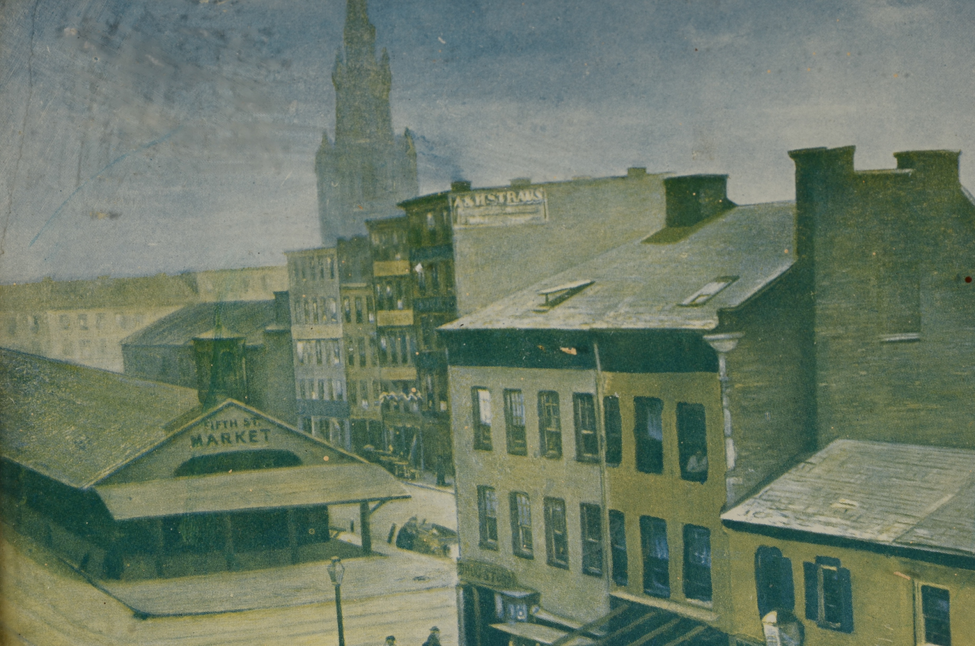 Offset Lithograph of Cincinnati's Fountain Square