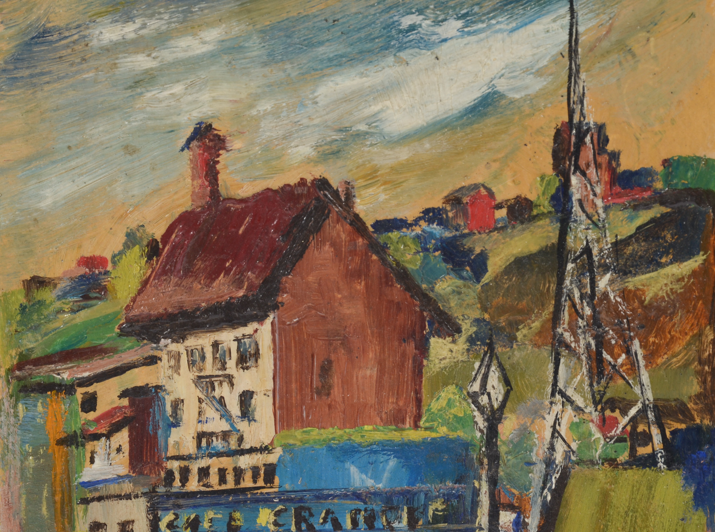 Original Oil Painting on Wooden Tray by Artist Salmon