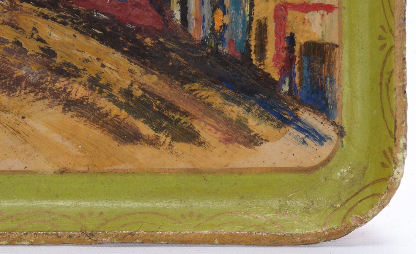 Original Oil Painting on Wooden Tray by Artist Salmon