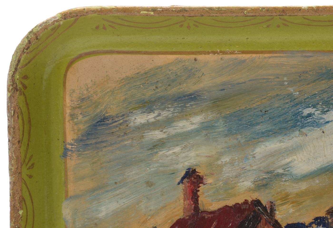 Original Oil Painting on Wooden Tray by Artist Salmon