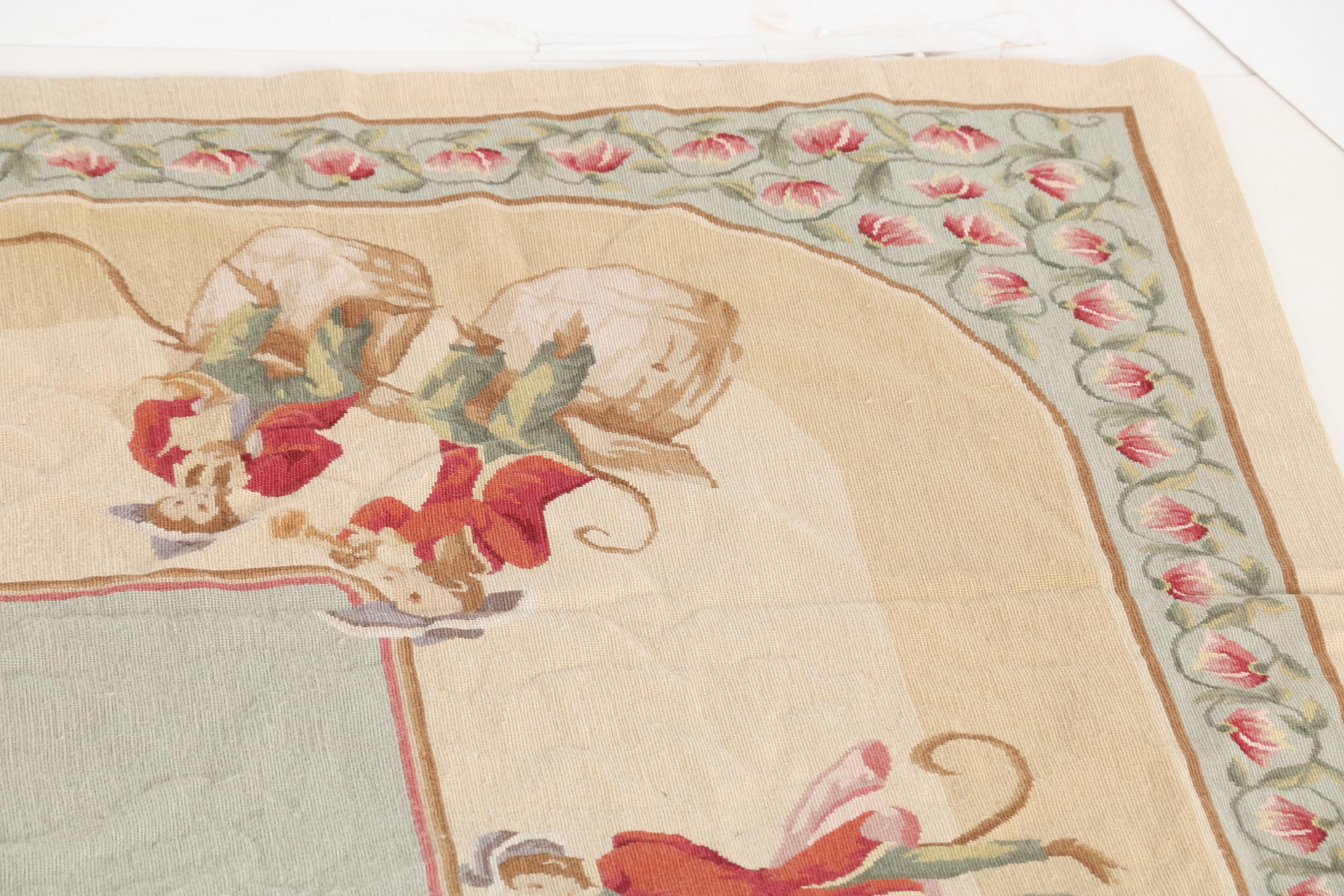 Hand-Knotted Pictorial Monkey Themed Area Rug