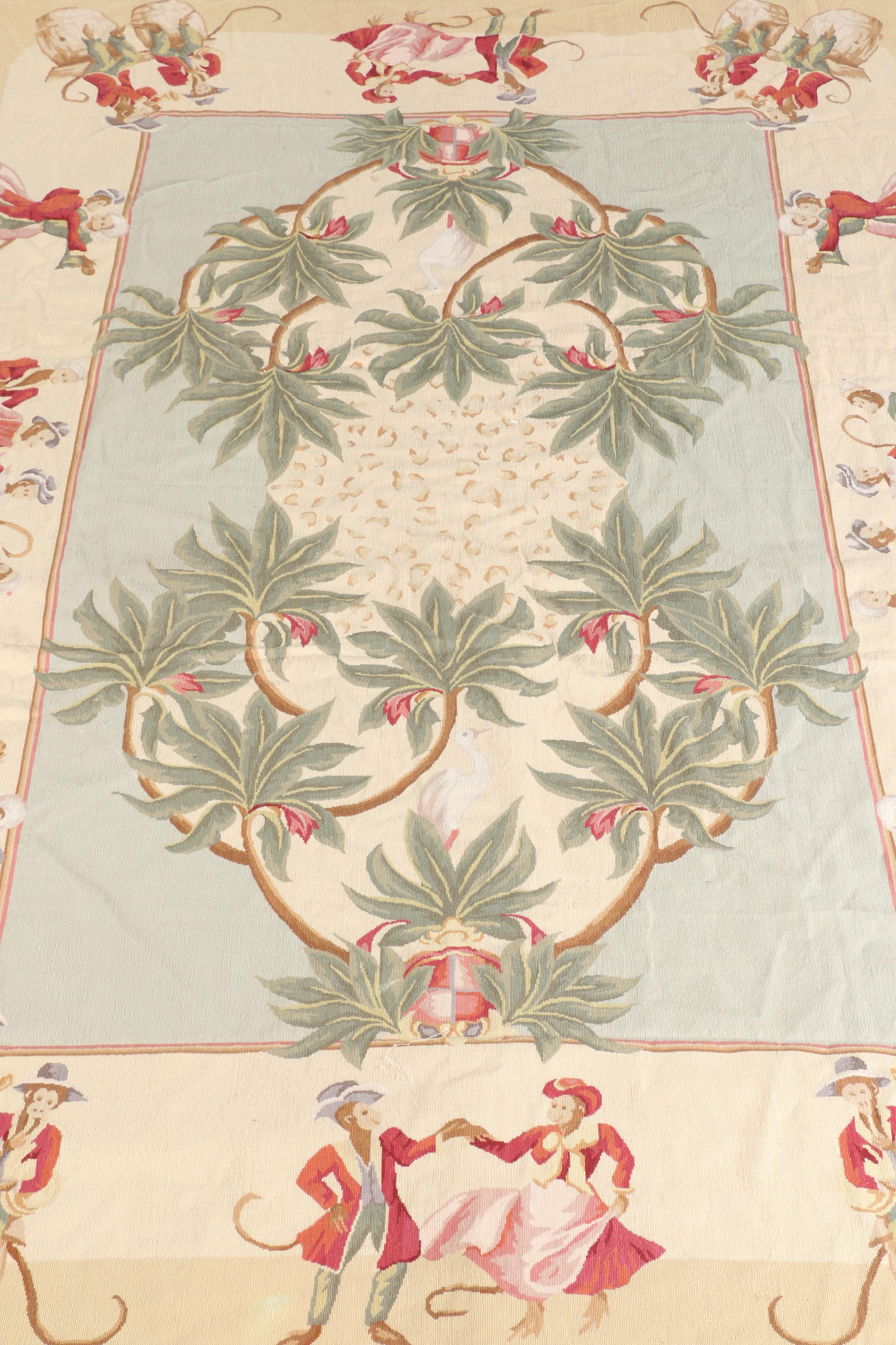 Hand-Knotted Pictorial Monkey Themed Area Rug