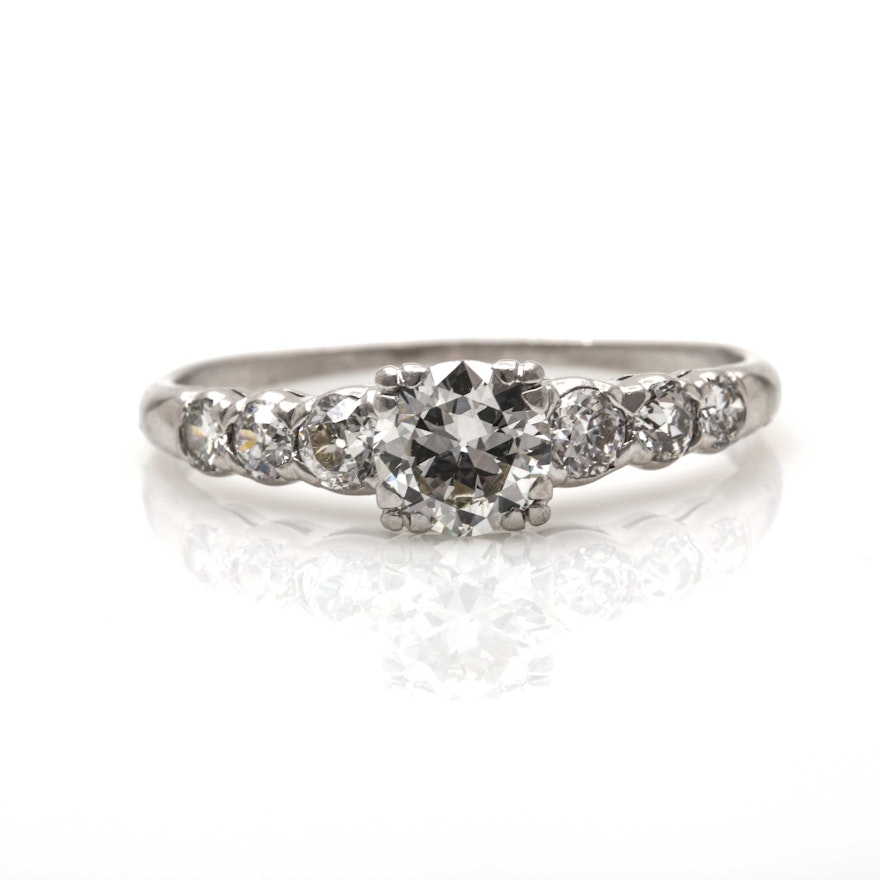 Antique Platinum Seven Stone 1.28 CTW Diamond Ring