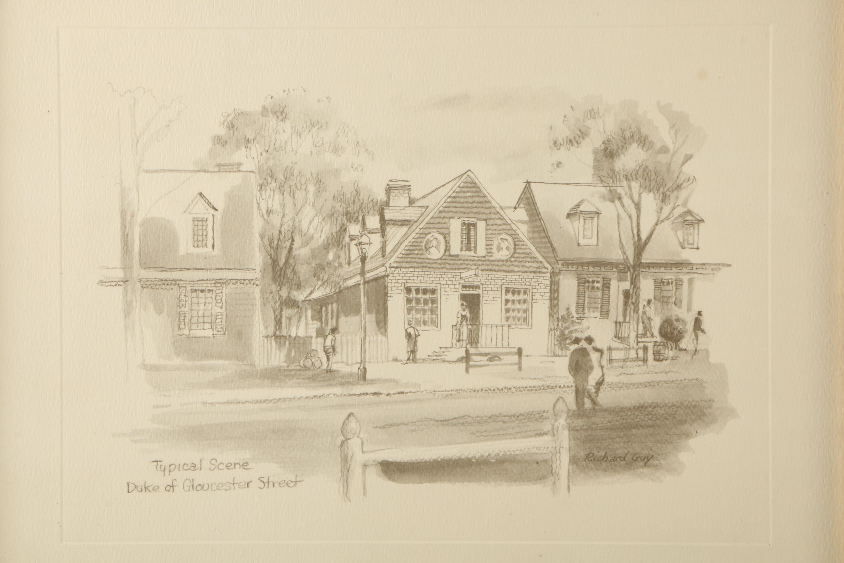 After Richard Guy Offset Lithograph "Typical Scene Duke of Gloucester Street"