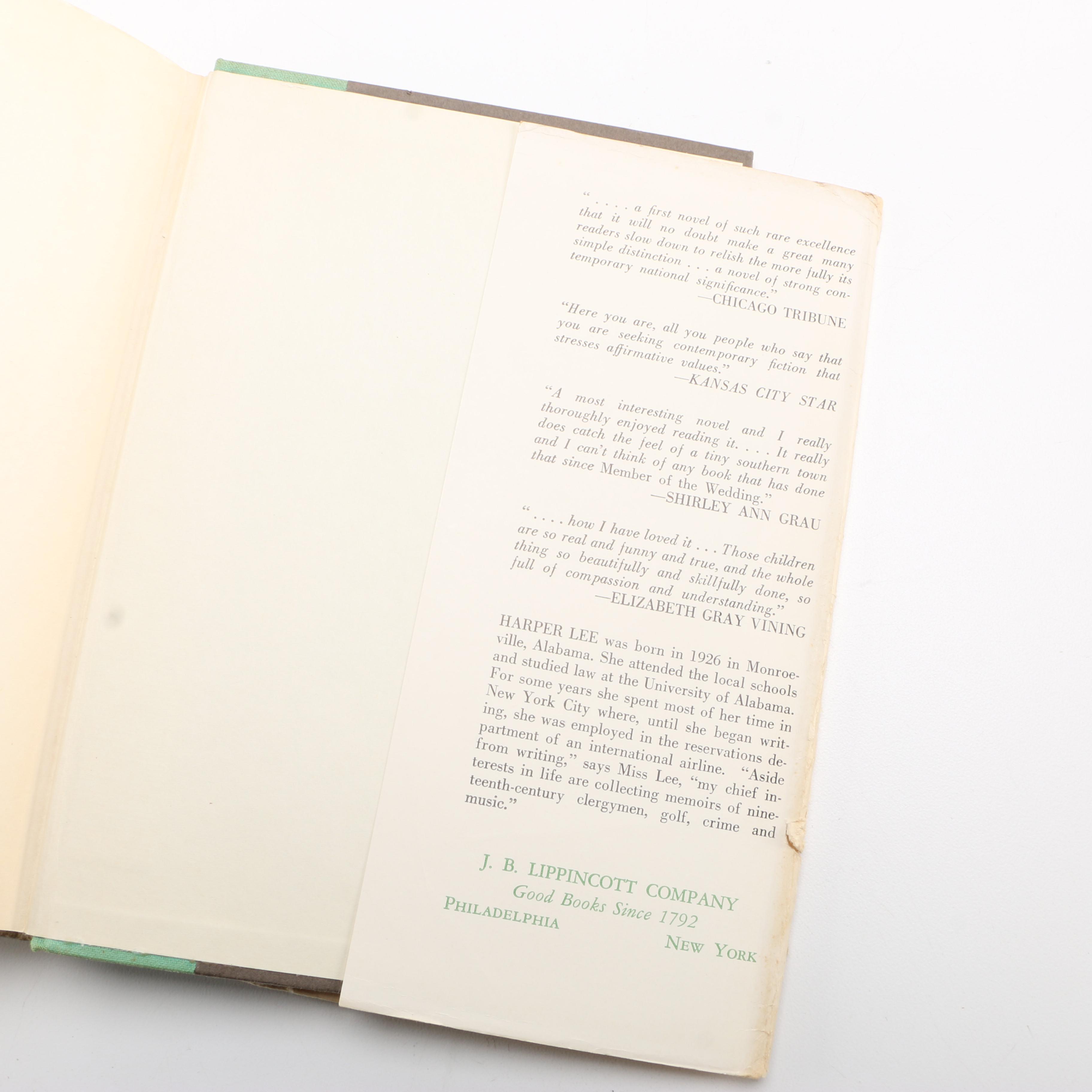 First Edition, Later Printing of "To Kill a Mockingbird" by Harper Lee