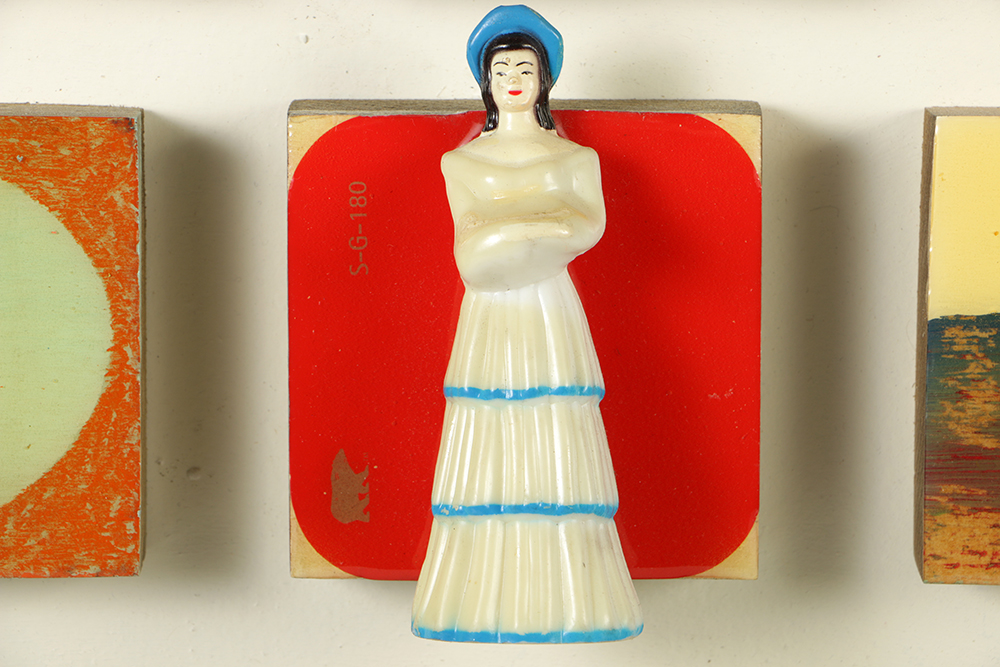 Ik-Joong Kang Mixed Media on Wood "Happy World (Birds 1)"