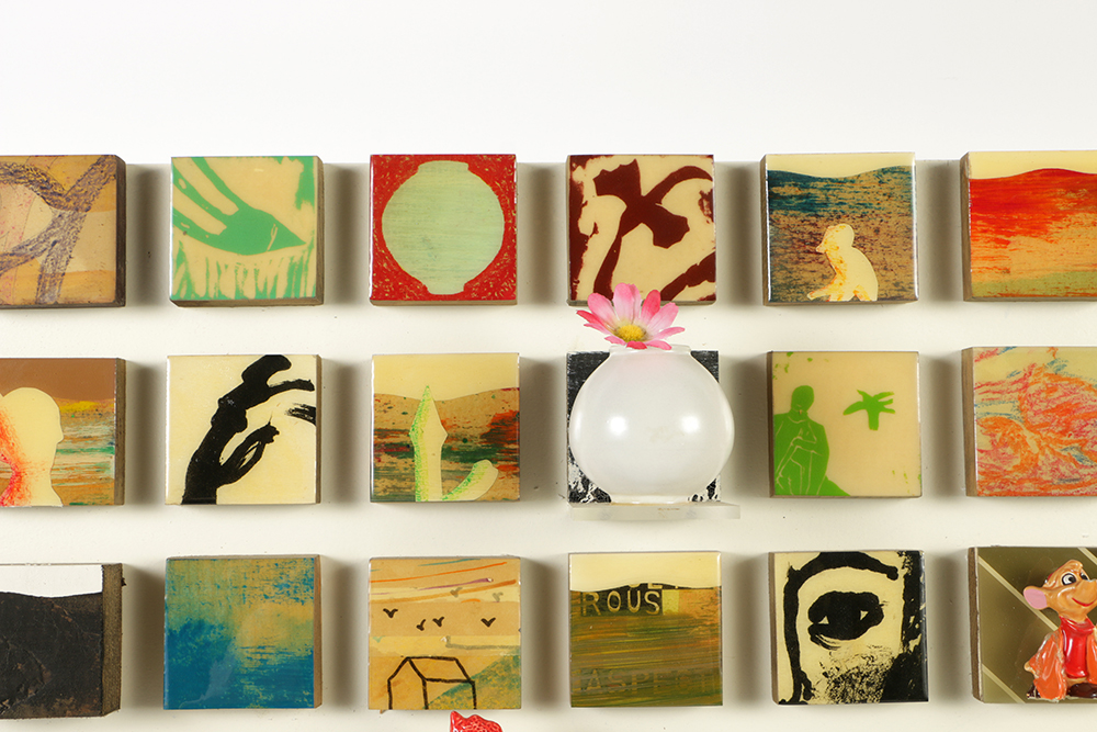 Ik-Joong Kang Mixed Media on Wood "Happy World (Birds 1)"