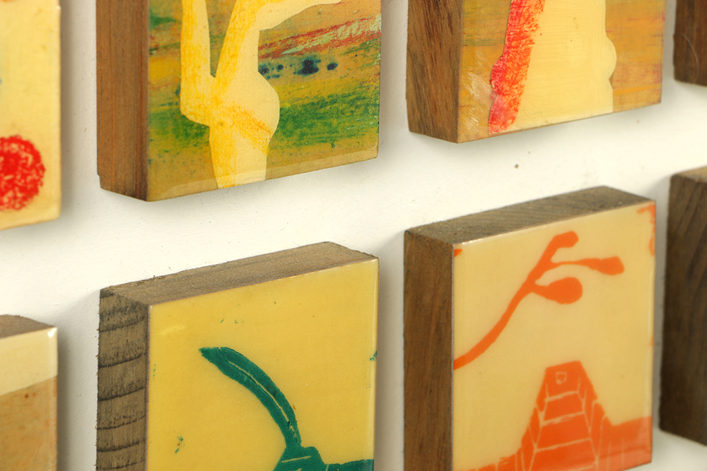 Ik-Joong Kang Mixed Media on Wood "Happy World (Birds 1)"