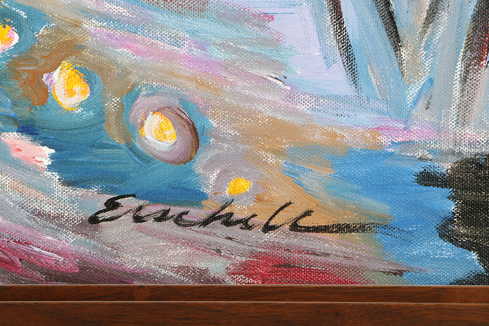 Beverly Erschell Oil Painting on Canvas of Cincinnati Skyline