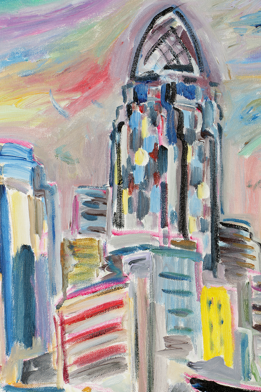 Beverly Erschell Oil Painting on Canvas of Cincinnati Skyline