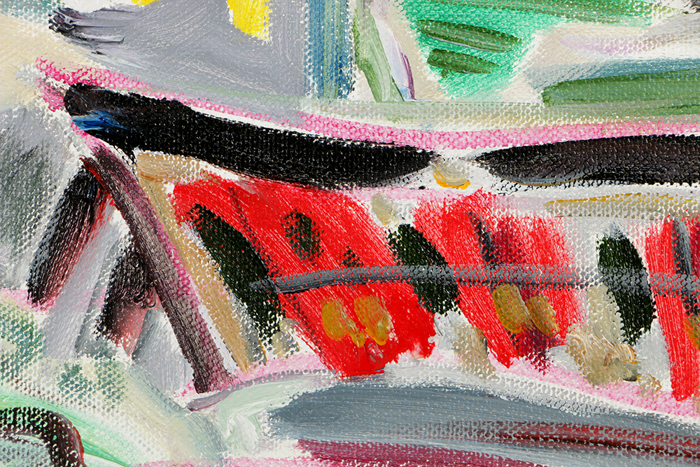 Beverly Erschell Oil Painting on Canvas of Cincinnati Skyline